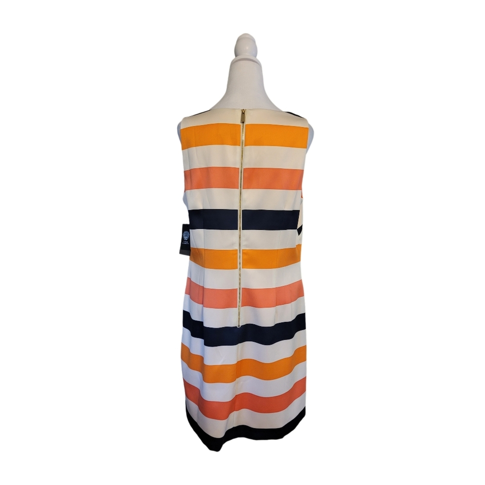 Vince Camuto Jeweled Neckline Striped Satin Shift Dress Sz 10 New With Tag - Picture 4 of 12